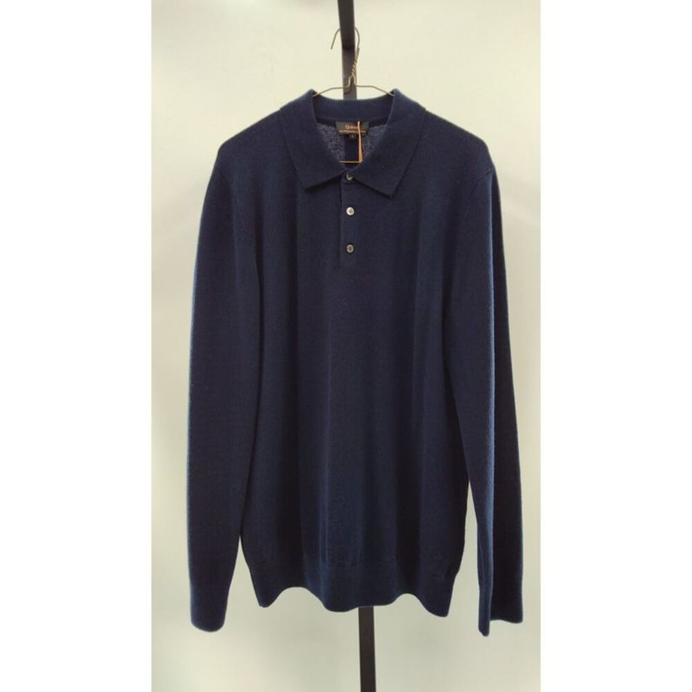 100% Cashmere Deep Navy Long-Sleeve Polo